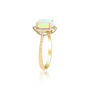 Oval-Shaped Opal and Diamond Ring in 10K Yellow Gold