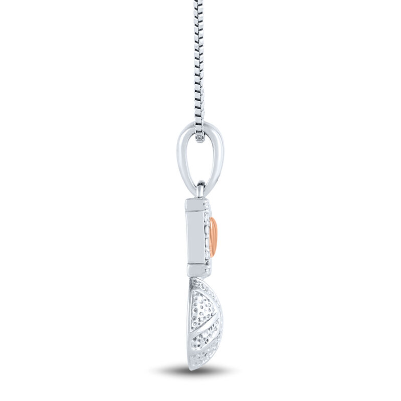 Diamond Accent Basketball Pendant in Sterling Silver and 14K Rose Gold