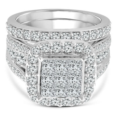 Princess-Cut Diamond Engagement Ring Set in 10K White Gold (3 ct. tw.)