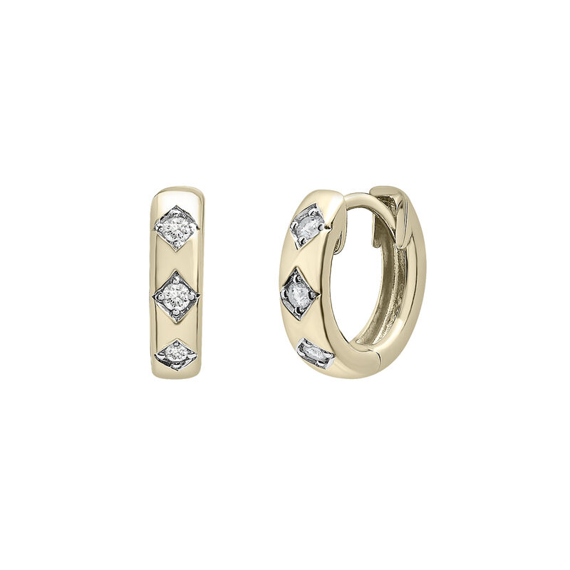 Diamond Three-Stone Starburst Huggie Hoop Earrings in Vermeil &#40;1/7 ct. tw.&#41;