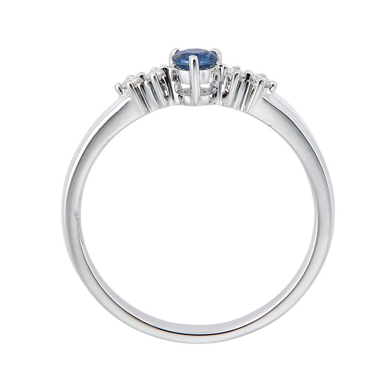 Blue Sapphire &amp; Diamond Ring in 10K White Gold