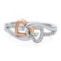 Diamond Double Heart Promise Ring in Sterling Silver &amp; 10K Rose Gold