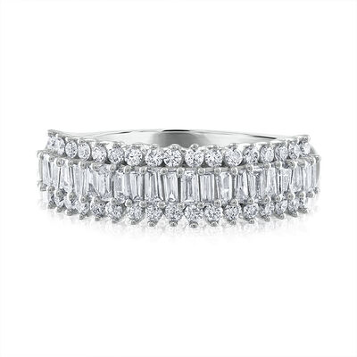 Baguette & Round Diamond Band in 10K White Gold (3/4 ct. tw.)