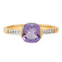 Cushion-Cut Amethyst and Diamond Ring in 10K Yellow Gold &#40;1/10 ct. tw.&#41;