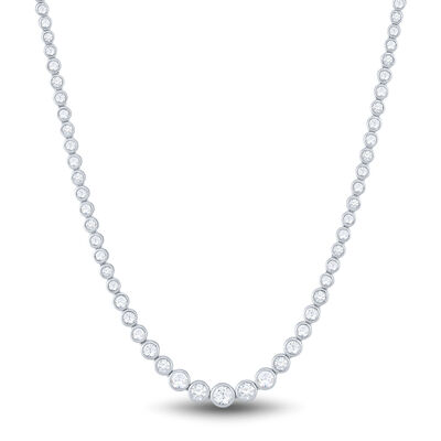 Lab Grown Diamond Graduated Bezel Necklace