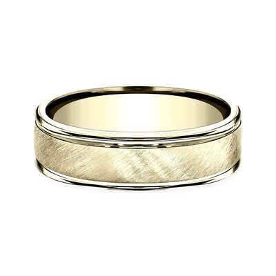 Men's Satin Finish Band in 10K Yellow Gold, 6MM
