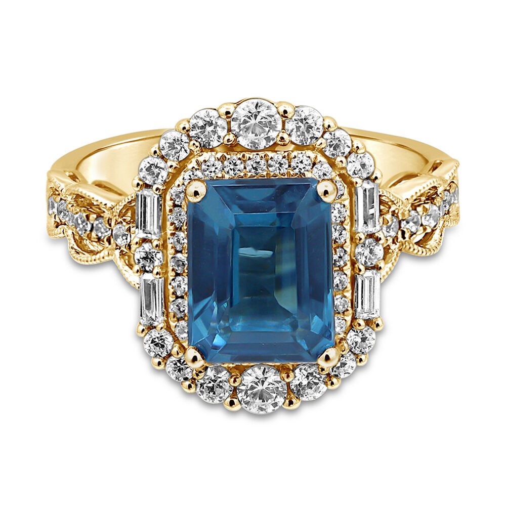 18K Rose Gold Sky Blue Topaz Engagement Ring from Black Diamonds New York