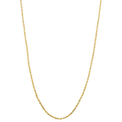 Solid Glitter Rope Chain in 14K Gold, 24