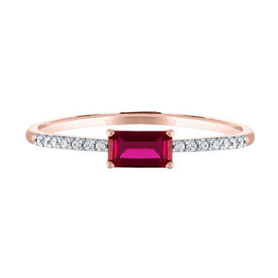 Ruby & Diamond Ring in 10K Rose Gold