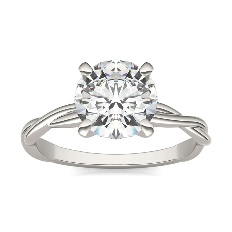 Forever One™ Round Solitaire Moissanite Ring with Twist Band