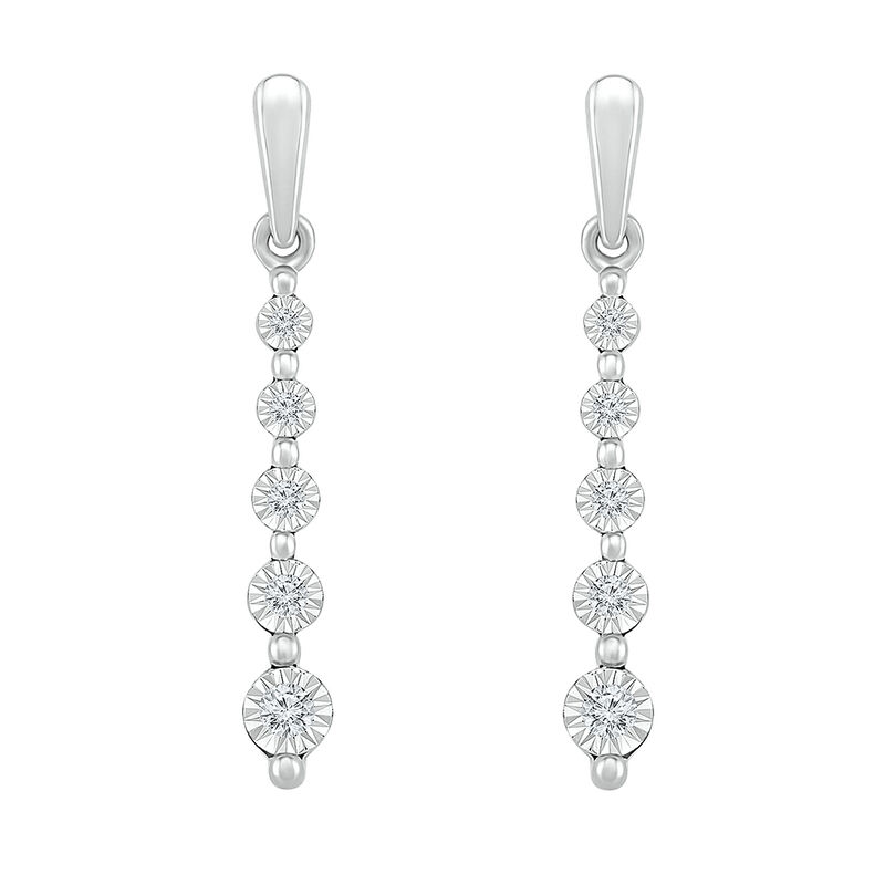 Diamond Linear Drop Earrings with Illusion Settings in 10K White Gold &#40;1/7 ct. tw.&#41;