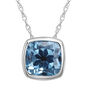 Blue Topaz Pendant with Cushion Cut in 10K White Gold