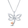 Dragonfly Pendant with Diamond Accents in Sterling Silver &amp; 14K Rose Gold