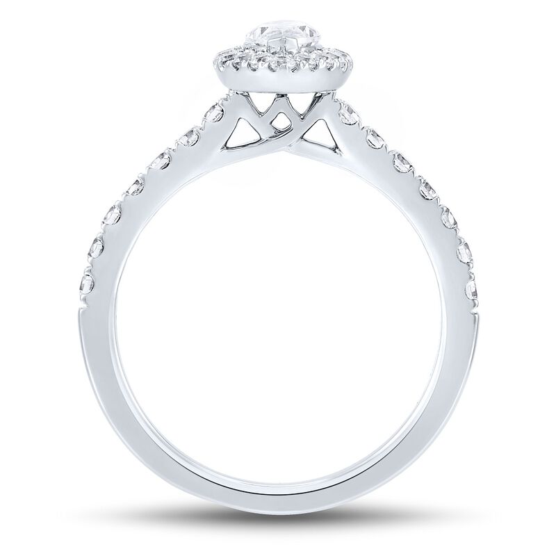 Lab Grown Diamond Marquise Halo Engagement Ring in 14K White Gold &#40;1 1/4 ct. tw.&#41;