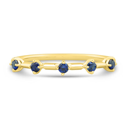 Lab-Created Blue Sapphire Band in 10K Yellow Gold