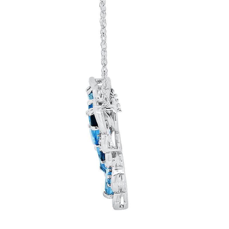 Blue Topaz &amp; Lab Created White Sapphire Butterfly Pendant in Sterling Silver
