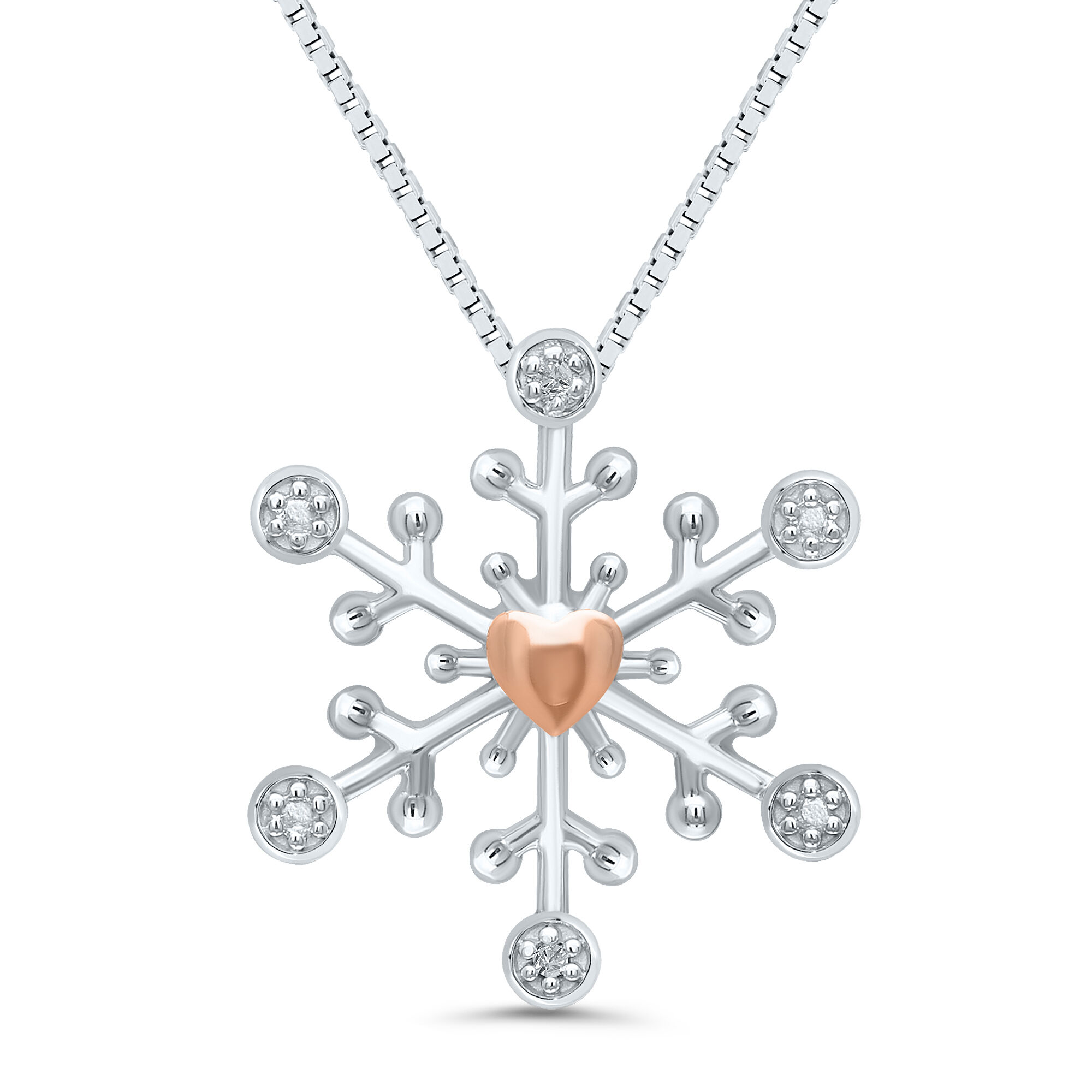 0.25ct Round Cut Diamond Snowflake Charm Pendant & Chain Necklace in 14k  White Gold - AlfredAndVincent.com