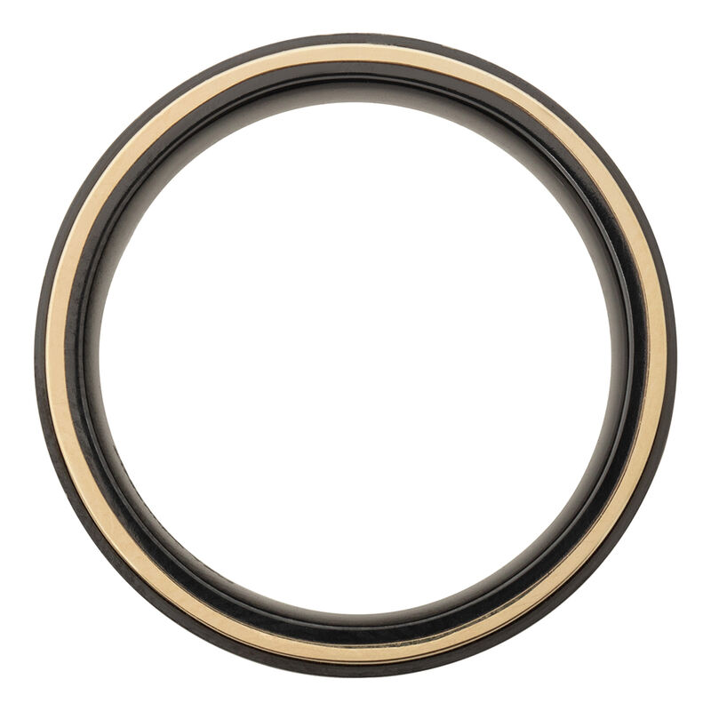 Men&rsquo;s Wedding Band with 14K Yellow Gold in Black Zirconia, 8mm