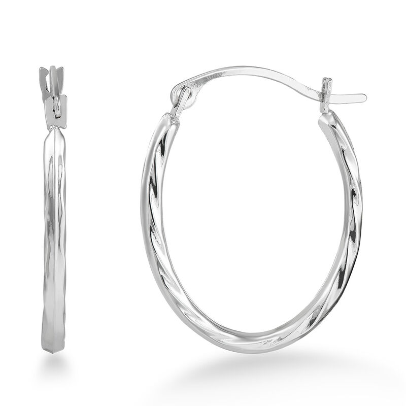 Oval Twist Hoop Earrings | 14K White Gold | Size 20 mm | Helzberg Diamonds