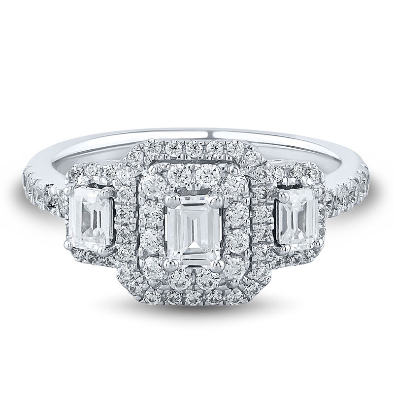 Three-Stone Emerald-Cut Diamond Engagement Ring in 14K White Gold &#40;1 ct. tw.&#41;
