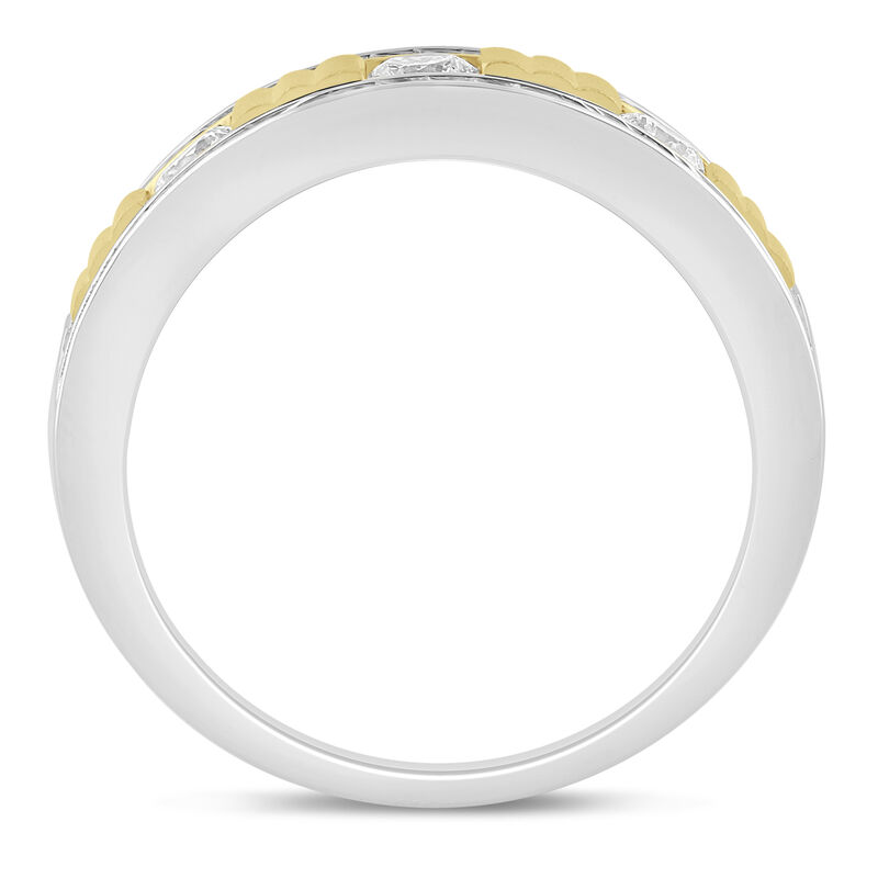 Men&rsquo;s Lab Grown Diamond Textured Band in 10K Yellow and White Gold &#40;1 ct. tw.&#41;