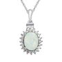 Lab Created Opal &amp; White Sapphire Halo Pendant in Sterling Silver