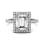Emerald-Cut Moissanite Halo Ring with Pav&eacute; Band in 14K White Gold &#40;3 ct. tw.&#41;
