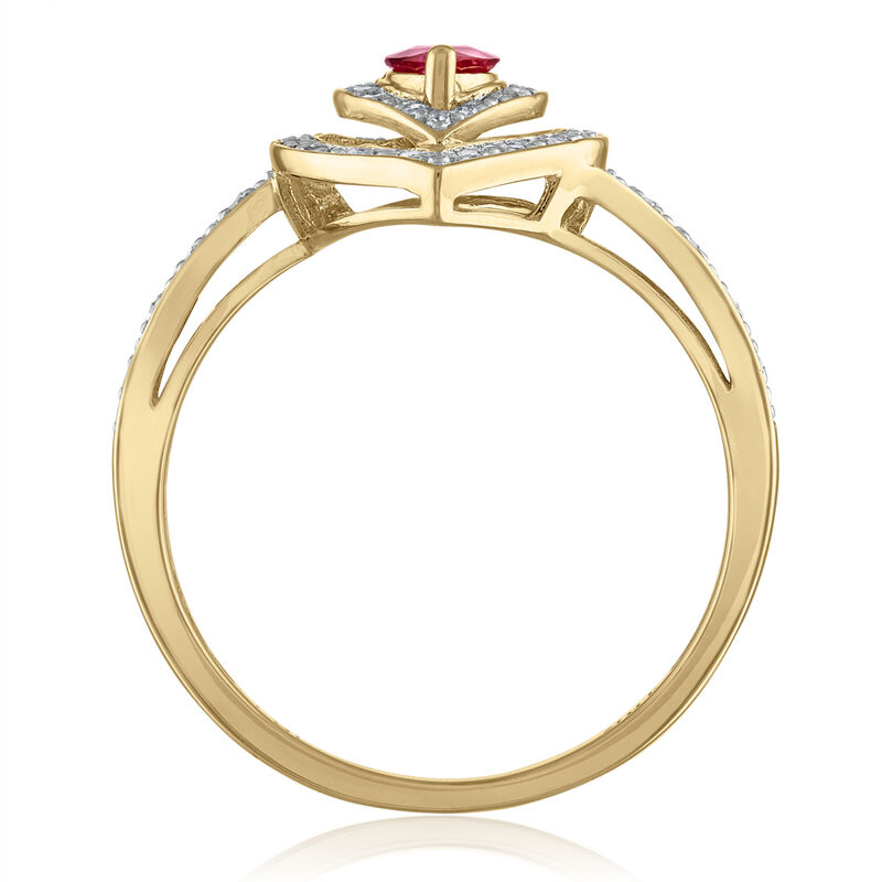 Ruby and Diamond Ring in 10K Yellow Gold &#40;1/8 ct. tw.&#41;