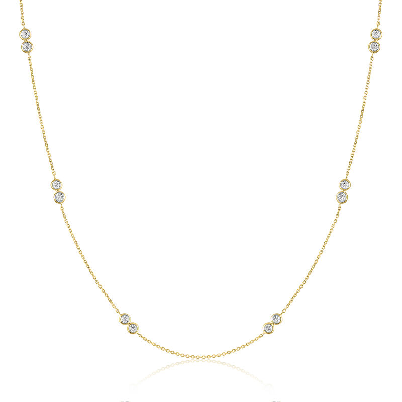 Diamond Double Bezel Adjustable Necklace in 10K Yellow Gold &#40;1/4 ct. tw.&#41;