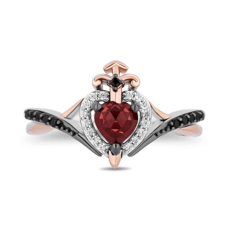 Evil Queen Diamond and Garnet Ring in Sterling Silver and 10K Rose Gold &#40;1/6 ct. tw.&#41;
