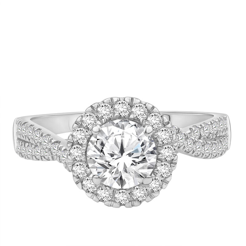 Round Halo Lab Grown Diamond Engagement Ring in 14K White Gold &#40;1 1/2 ct. tw.&#41;