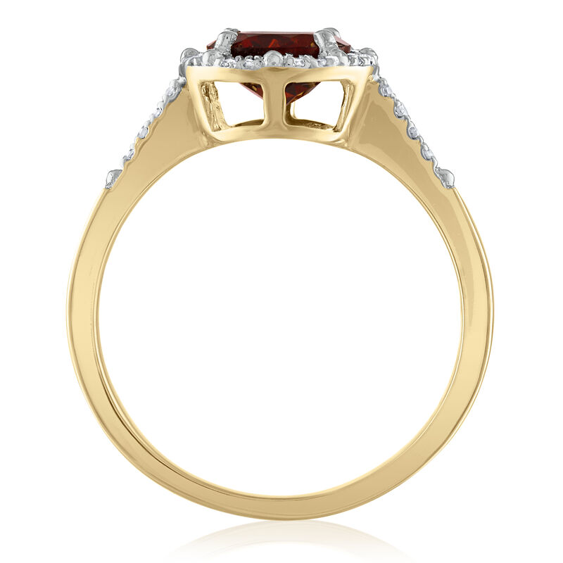 Garnet and Diamond Halo Ring in 10K Yellow Gold &#40;1/7 ct. tw.&#41;