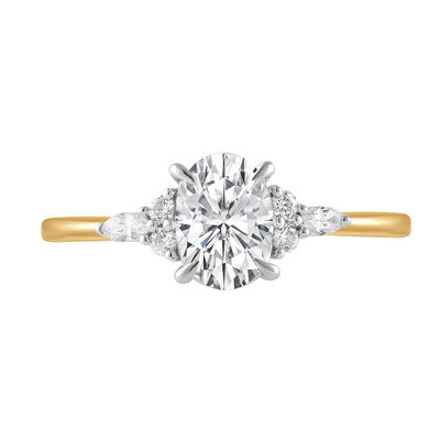 Lab Grown Diamond Oval Engagement Ring in 14K Yellow and White Gold (1 ct. tw.)