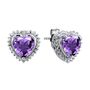 Gemstone Diamond Heart Earrings in Sterling Silver