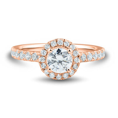 lab grown diamond round engagement ring in 14k rose gold (1 1/4 ct. tw.)