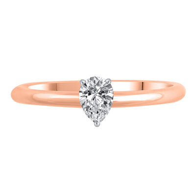 Lab Grown Diamond Pear-Shaped Solitaire Engagement Ring in 14K Rose Gold (3/4 ct.)