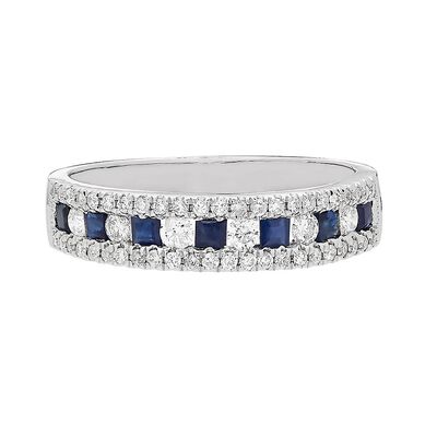 Sapphire & 1/3 ct. tw. Diamond Band in 10K White Gold