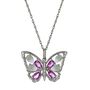 Lab Created Opal &amp; Sapphire Butterfly Pendant in Sterling Silver