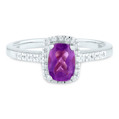 Gemstone and Diamond Ring in 10K Gold (1/10 ct. tw.) 