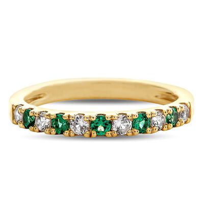 Emerald & 1/4 ct. tw. Diamond Band in 10K Yellow Gold