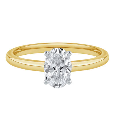 Diamond Oval Solitaire Engagement Ring in 14K Gold (1 ct.)