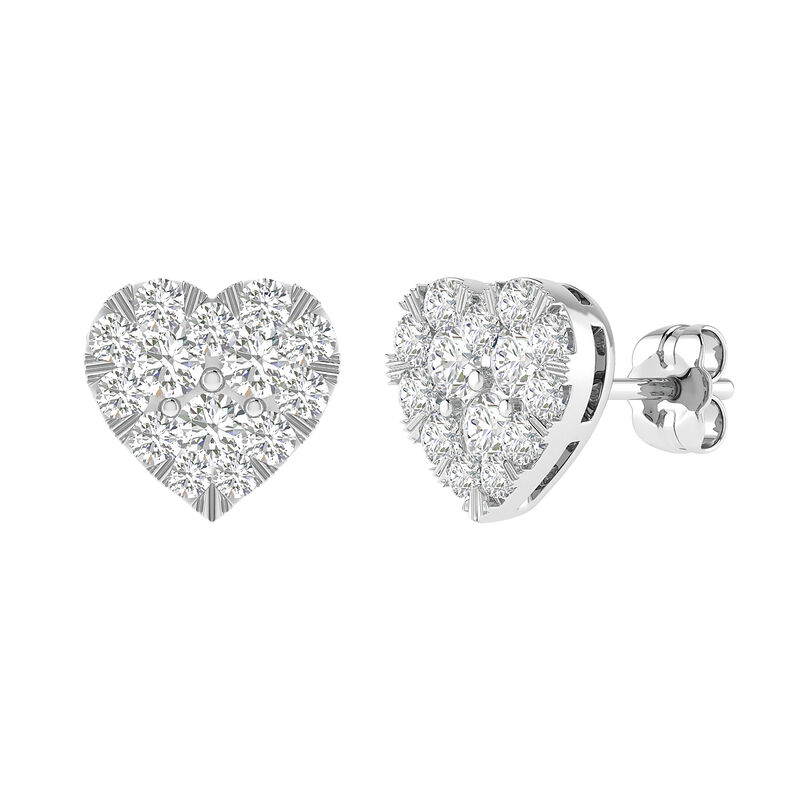 Diamond Heart Earrings in 14K White Gold &#40;1 ct. tw.&#41;
