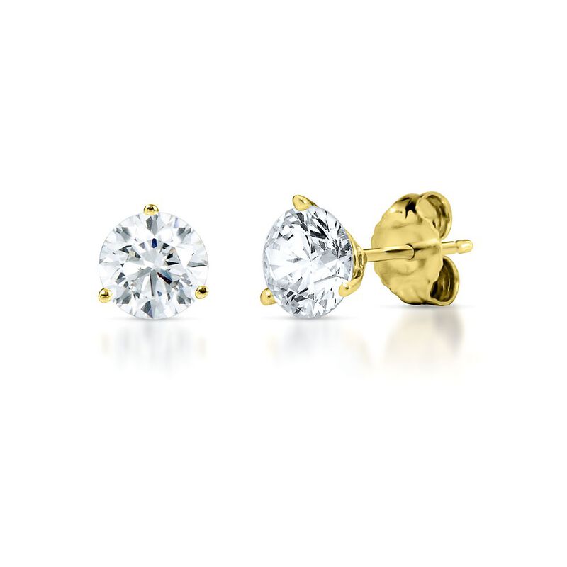 1 ct. tw. Diamond 3-Prong Stud Earrings in 14K Yellow Gold