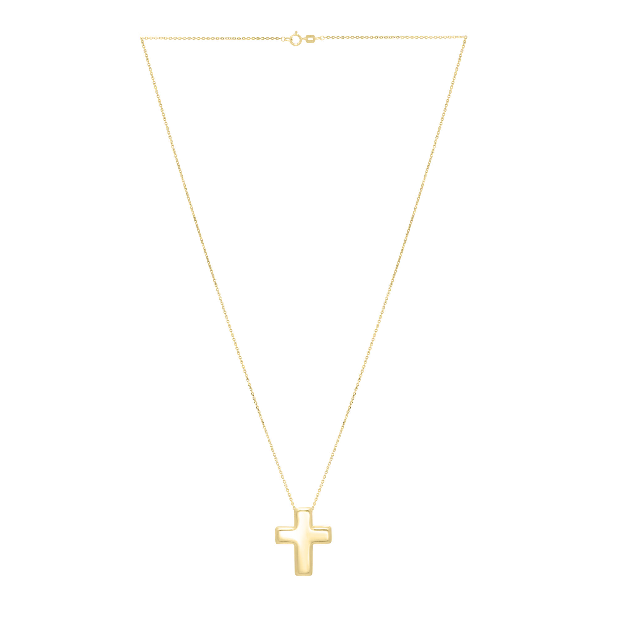 Puff Cross in 14K Yellow Gold
