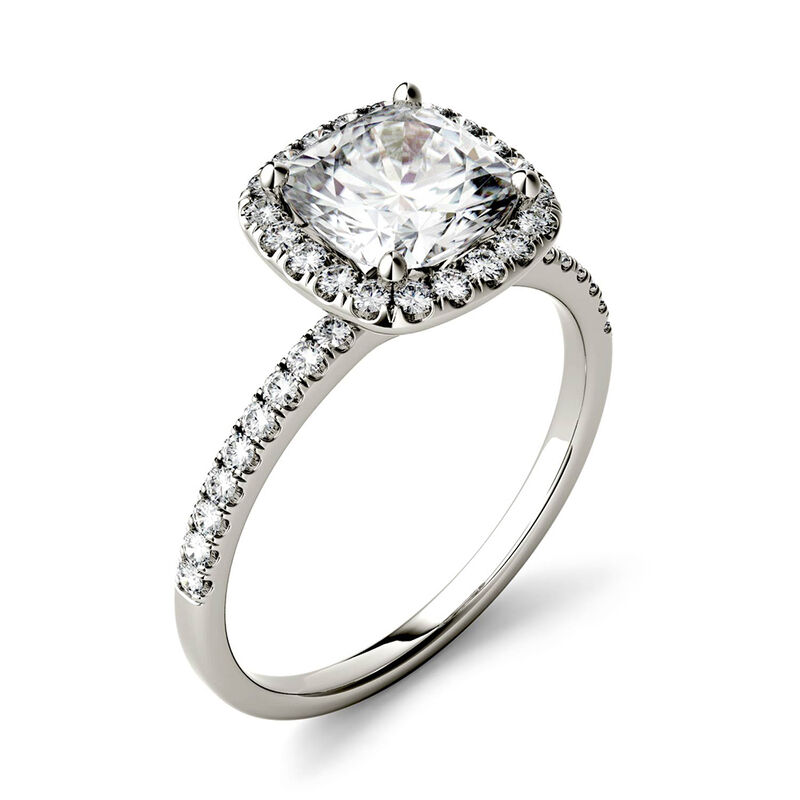 Moissanite Cushion-Cut Halo Ring in 14K White Gold &#40;1 5/8 ct. tw.&#41;