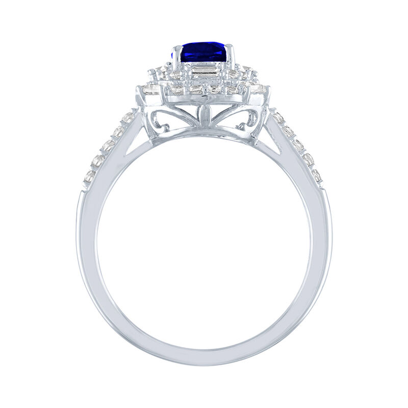 Lab Created Blue &amp; White Sapphire Ring in Sterling Silver