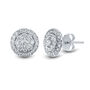 Lab Grown Diamond Round Cluster Stud Earrings in 14K White Gold &#40;1 ct. tw.&#41;