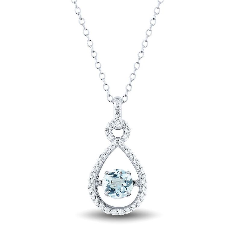 The Beat of Your Heart&amp;&#35;174; Aquamarine &amp; Lab Created White Sapphire Pendant in Sterling Silver