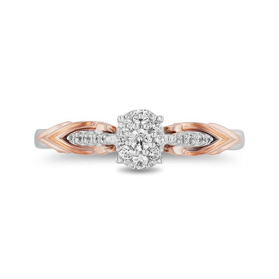 Belle Diamond Cluster Promise Ring in Sterling Silver & 10K Rose Gold (1/5 ct. tw.)