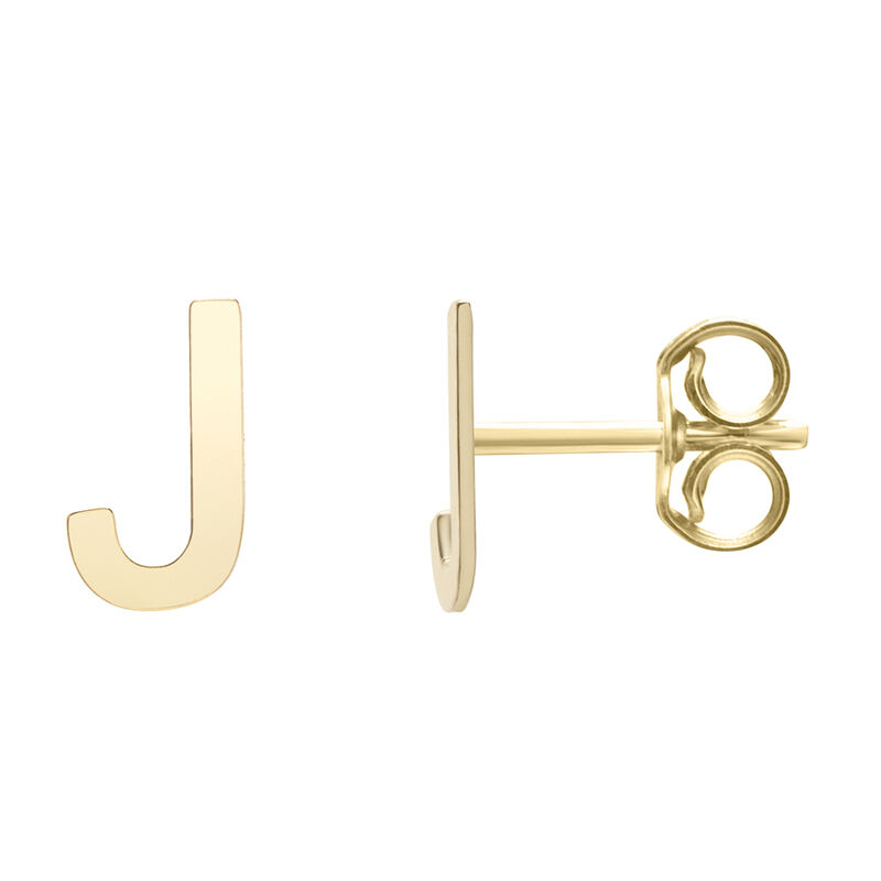 Initial Stud Earrings Letter in 14K Yellow Gold